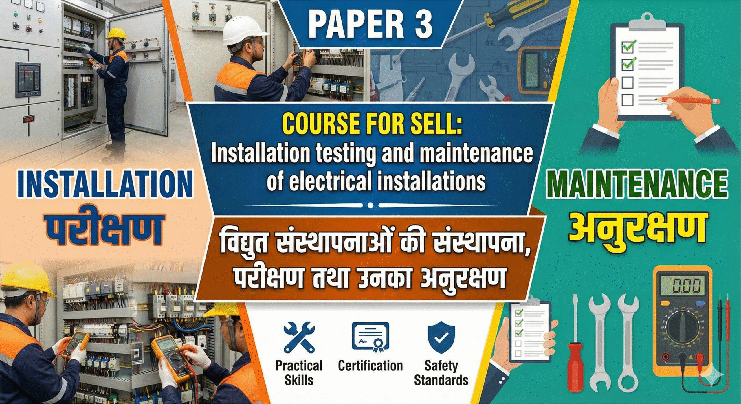 PAPER 3 INSTALLATION TESTING AND MAINTENANCE OF ELECTRICAL INSTALLATIONS / विद्युत संस्थापनाओं की संस्थापना परीक्षण तथा उनका अनुरक्षण